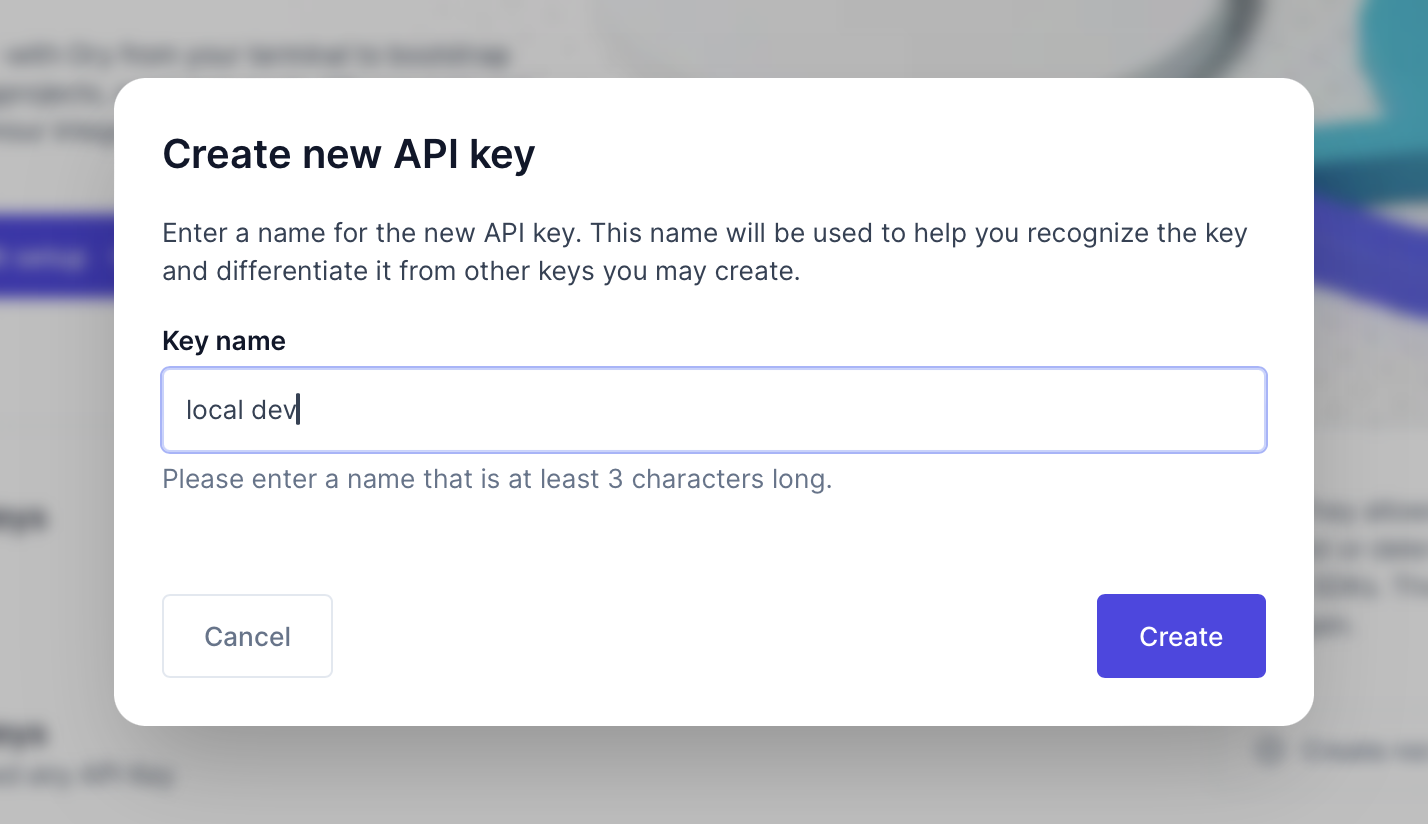Create Ory API Key